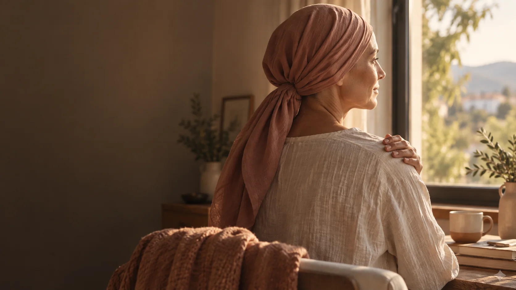 Une femme dans un moment de calme pendant son parcours de soins